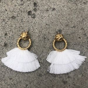 For Love & Lemons white tassel earrings